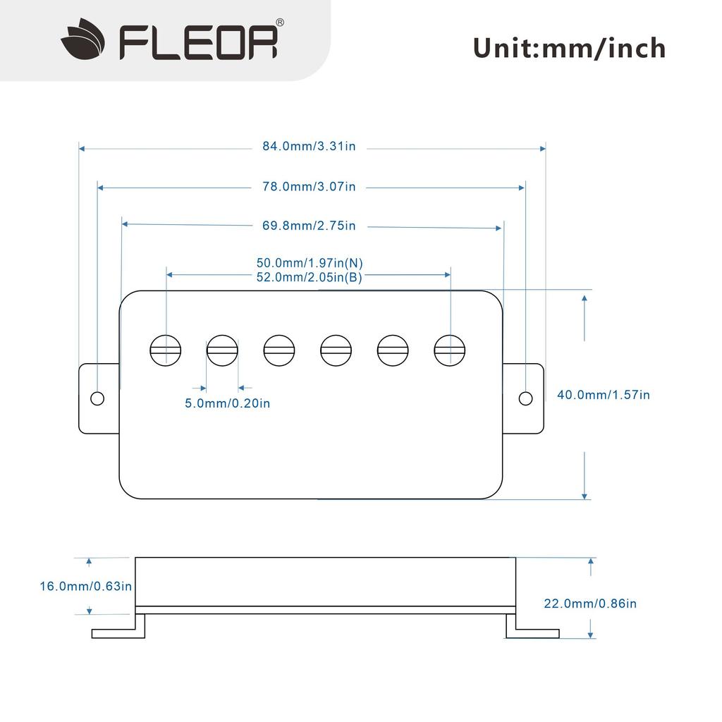 FLEOR 1PC LP Guitar Alnico 5 Humbucker Pickup 4-Conductors Neck or Bridge Electric Guitar Parts
