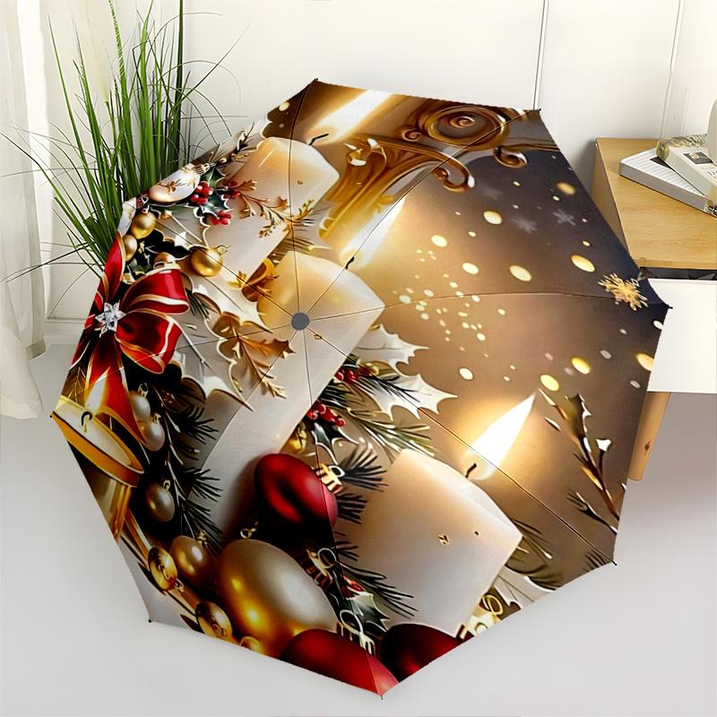 

1pc Christmas Decorations Pattern Automatic 3-Fold Umbrella, 8 Iron Frames, High-Value Folding Umbrella, Suitable for Office, Travel and Outdoor Adven