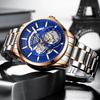 AILANG Men Automatic Mechanical Wristwatch Hollow Skeleton Dial Stainless Steel Band Business Sport Male Watch