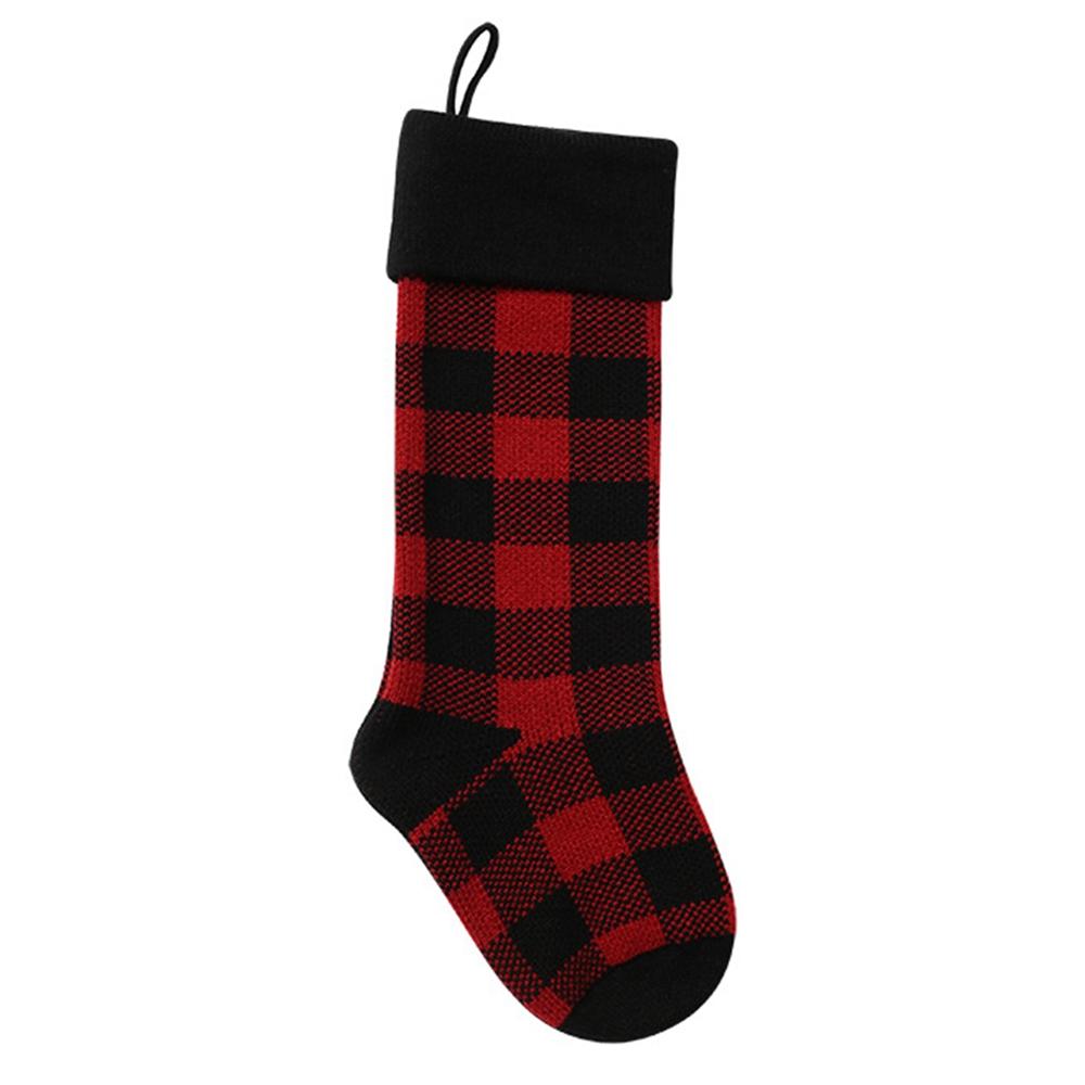 Plaid Christmas Stockings - 18 Inch Long Knitted Plaid Christmas Stockings Ornament for Family Holiday Christmas Party Decorations