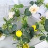 200cm Artificial Eucalyptus Lemon Garland Faux Floral Hanging Vine Rustic Greenery Wreath for Home Wedding Party Decor