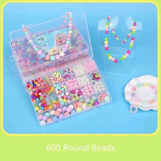 Toddlers DIY Beaded Craft Material Kit Necklace Bracelet Making Handmade Storage Box Educational Toy Gift For Baby Girl Children