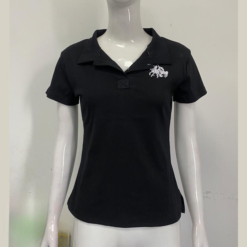 

European and American summer minimalist slim design black street embroidered T-shirt S коричневий