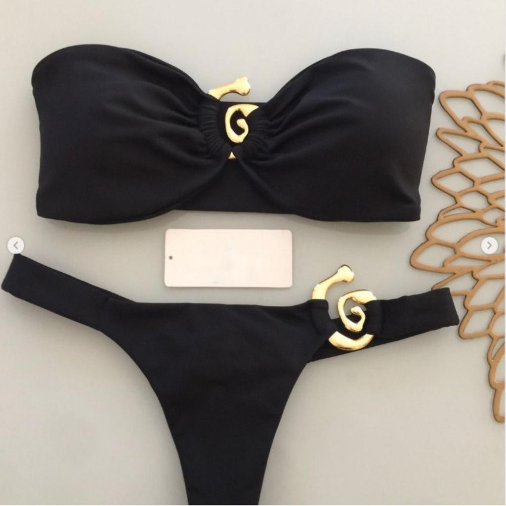 Bikini nou pentru femei 2026 culoare solidă bijuterii metalice costum de baie întreg pentru femei