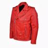 European and American locomotive leather jacket autumn and winter men's leather jacket men's short cable-stayed leather jacket men's red coat