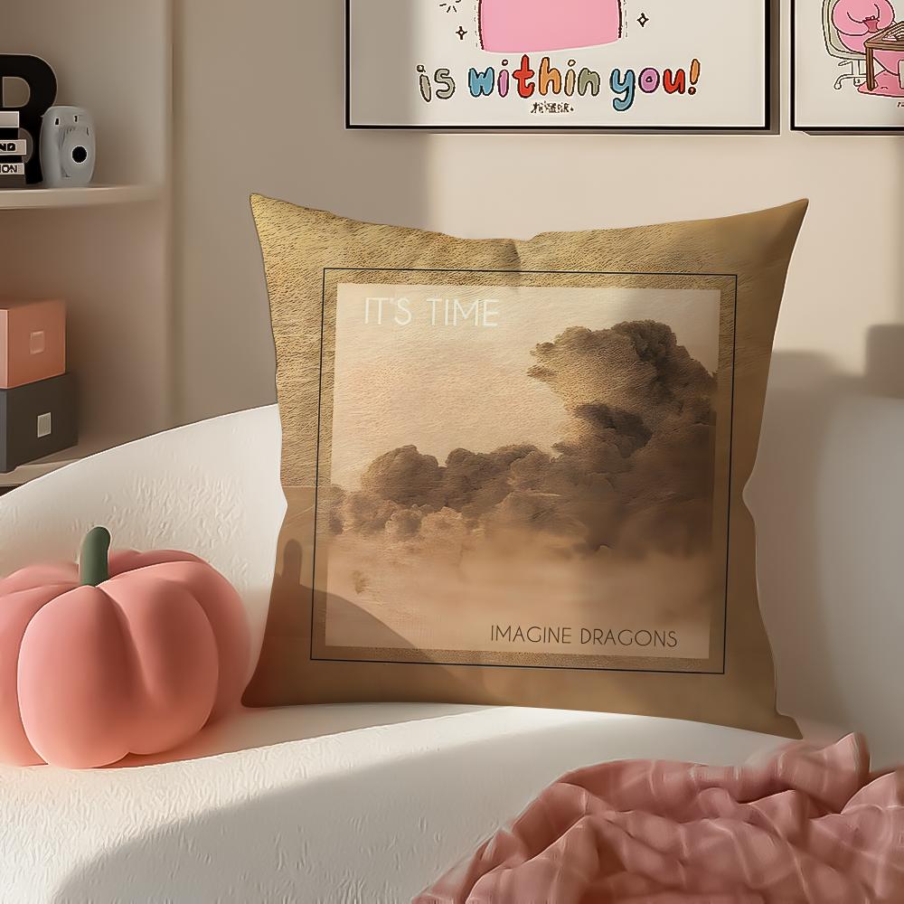 Anthemic Pop American Band IImagine Dragons Cushion Cover Pillowcase Short Plush Invisible Zipper Room Sofa Cushion Cover