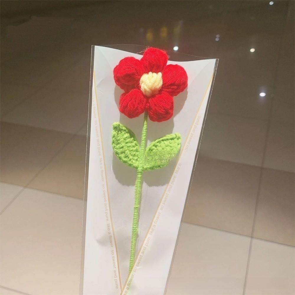Fashion Artificial Flower Crochet Bouquet Handmade DIY Floral Simulation Flowers Yarn Gift Wedding Bouquet Birthday