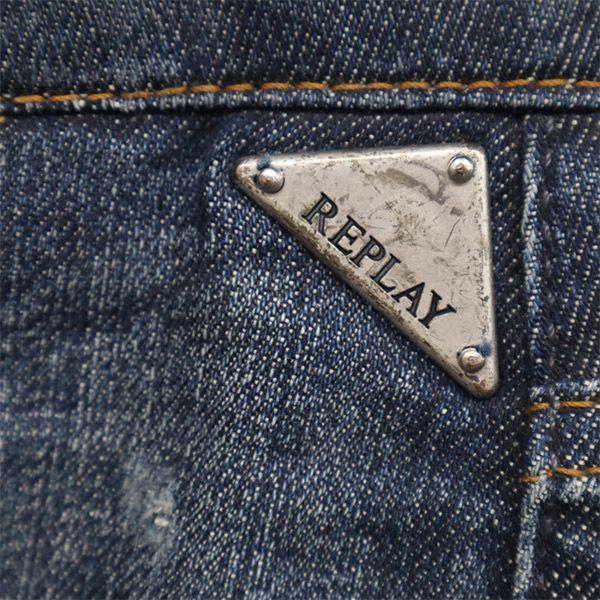 Replay One Point Logo Embroidery Damage Processing Skinny Denim Pants Women Used