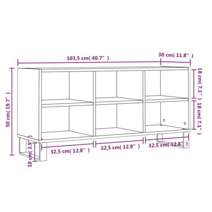 VidaXL Meuble TV sonoma gris 103,5x30x50 cm bois d'ingénierie 827002