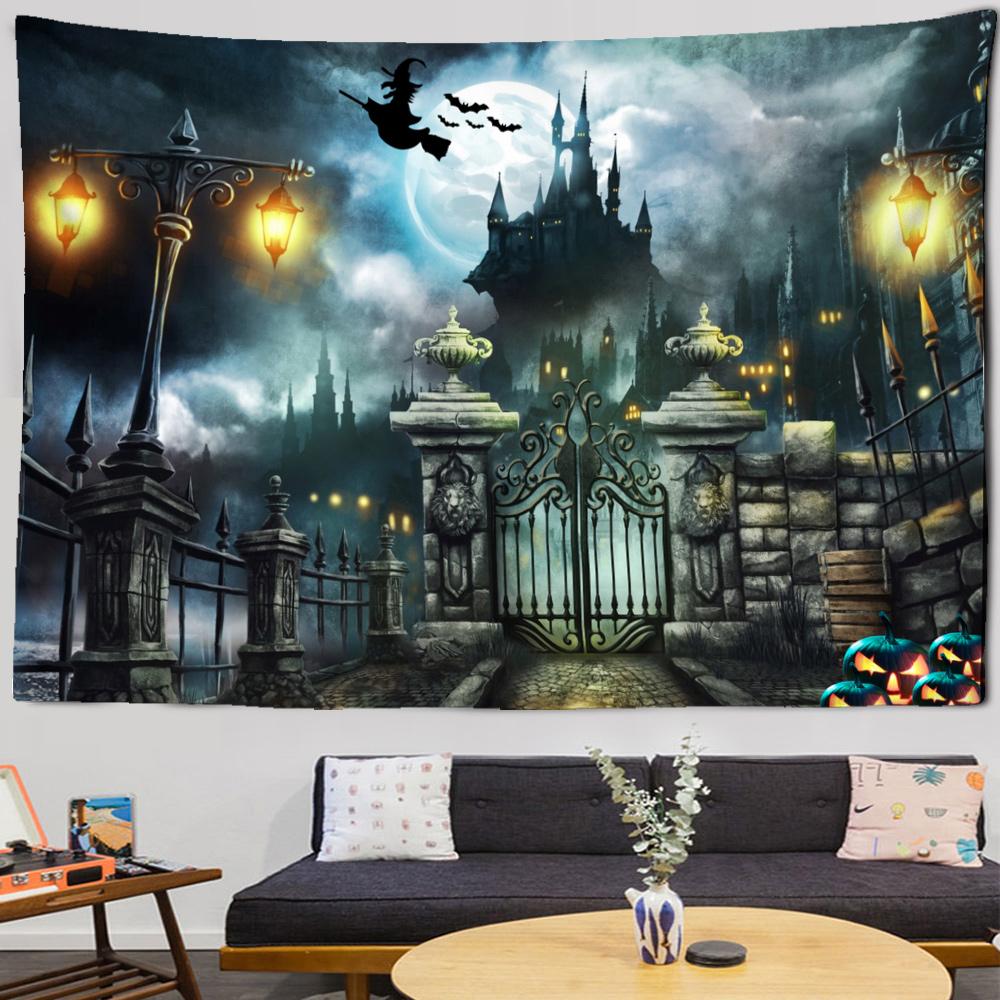 Home Decor Halloween Tapestry Wall Hanging Pumpkin Lantern Festive Atmosphere Hippie Witchcraft Decoration 230x180cm tapiz