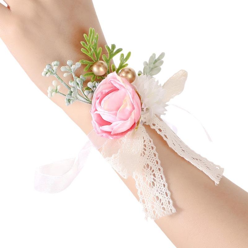 Bride Bridesmaid Brooch Wrist Flower Artificial Rose Brooch Opening Ceremony Sister Lapel