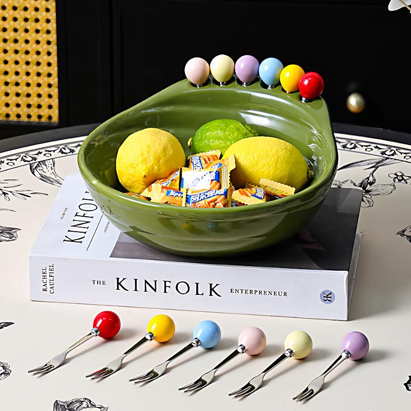 BEPAN 1PC Fruit Plate Ceramic Living Room Table Decoration Ornament High-end Snack Plate Home Storage Basket Household Goods
