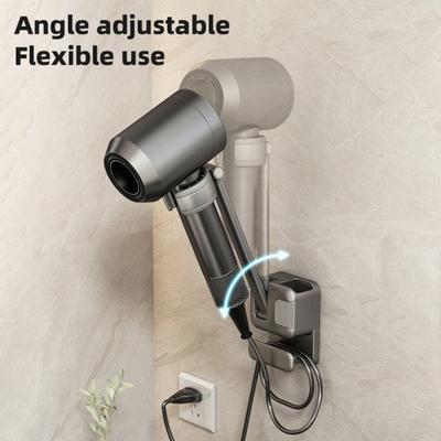Hands-Free Hair Dryer Stand Blower Stand Adjustable Design Strong Load-bearing Easy To Install Bathroom Hair Dryer Rack