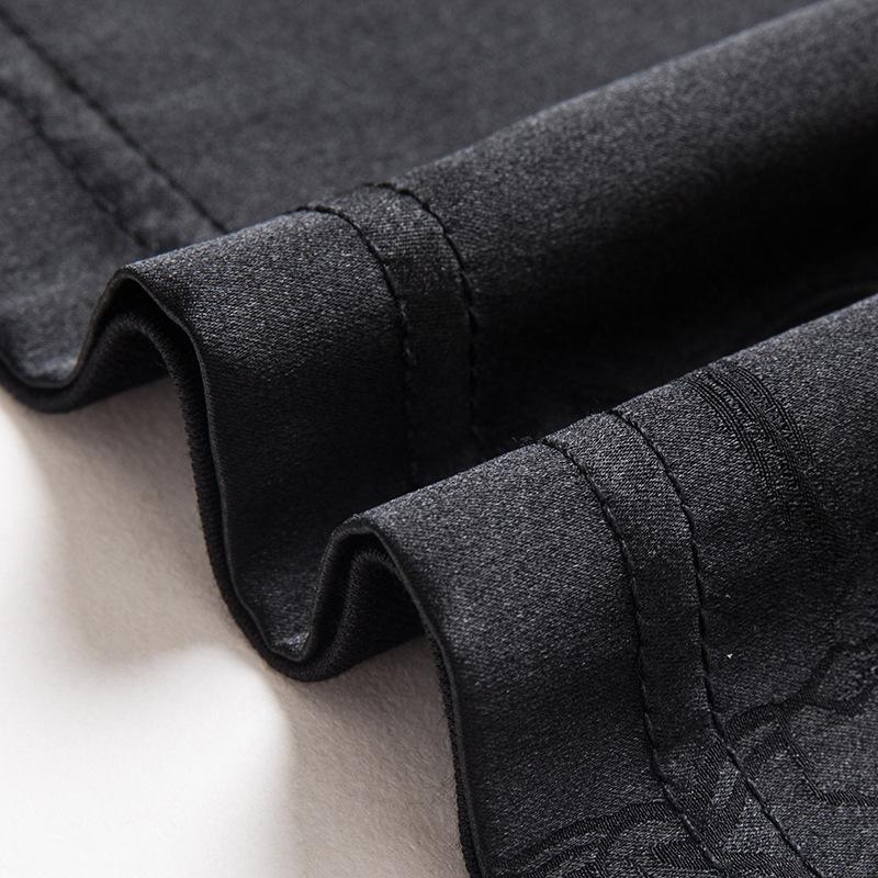 Men's Silk T-shirt Summer Short-sleeved Mulberry Silk Polo Shirt Fashionable Dark Pattern Thin Half-sleeved Top Sweatshirt