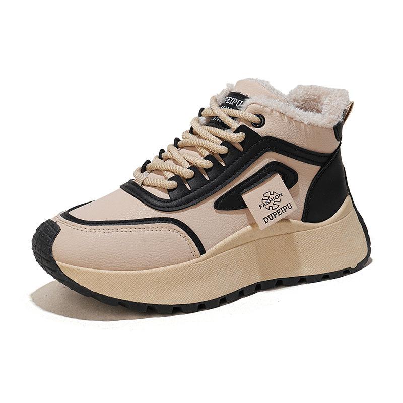 Fleece Dad Shoes Winter New Thickened High-top Sports Shoes Thick-soled Heightening Warm Cotton Shoes