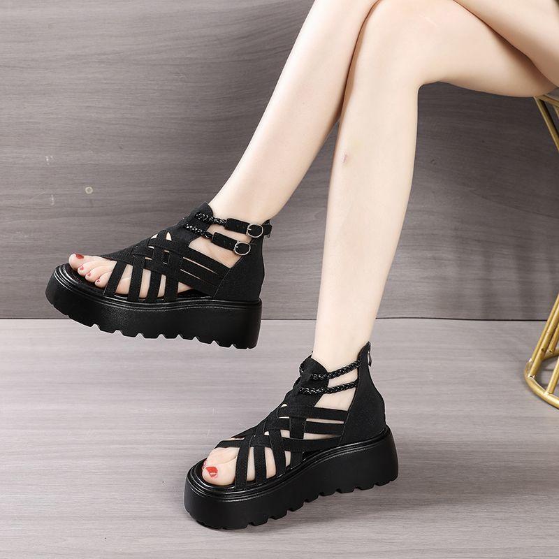 Thick-soled, Super Soft Woven Roman Sandals for Women, New Summer Style, Fashionable, Versatile, Casual, Open-toe, Dopamine-enhancing Sandals