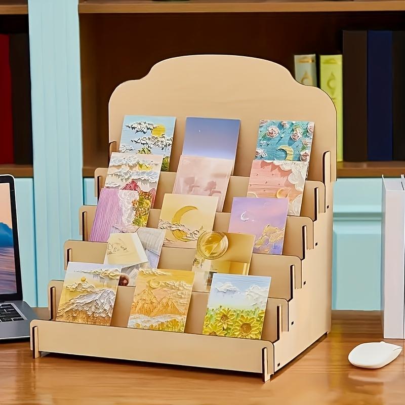 1pc Stylish Wooden Card Storage Rack with Multiple Compartments, Space-Saving Design for Greeting Cards & Postcards,Perfect for Office or Classroom