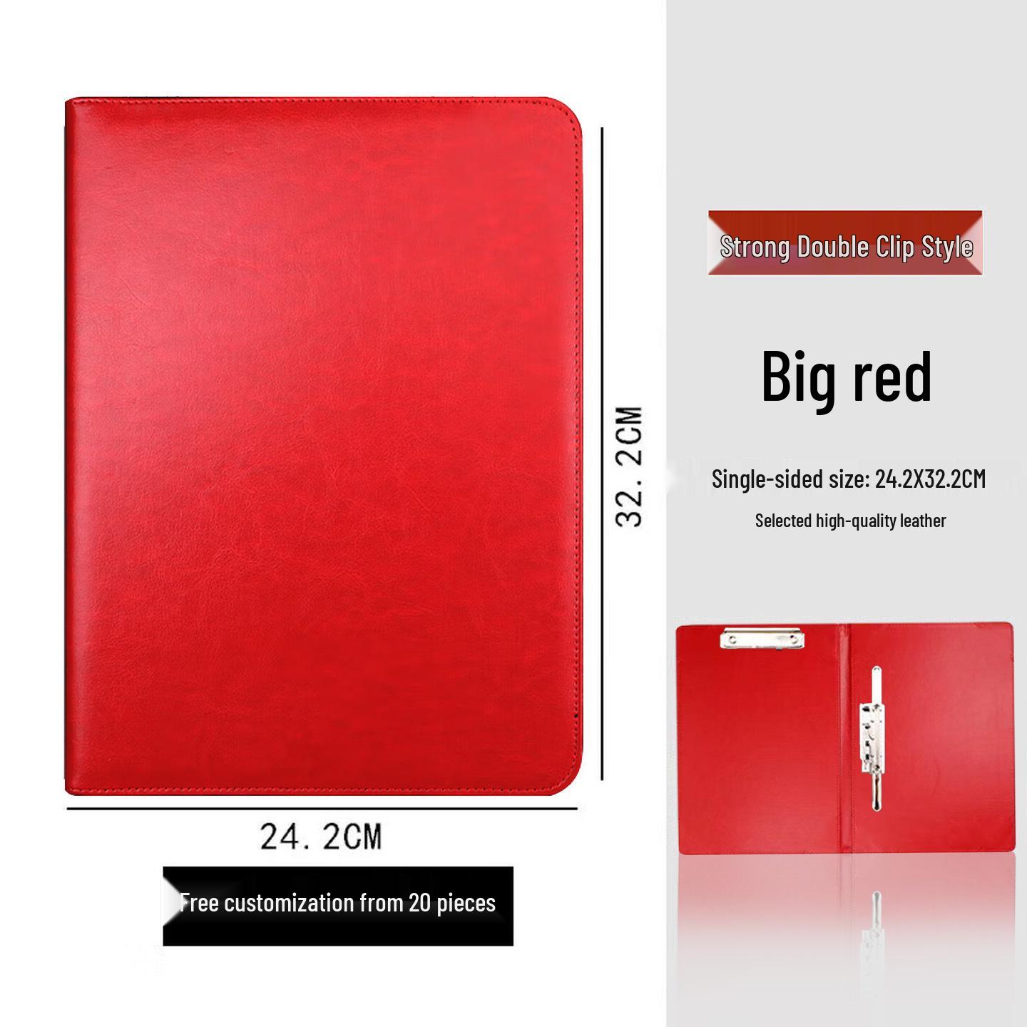 A4 Leather Zipper Business Folder with Multifunctional Document and Clip Storage