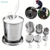 Collapsible Stainless Steel Shot Glass - Foldable Pocket Cup with Keychain, Portable Drinking Cup for Travel/Outdoor