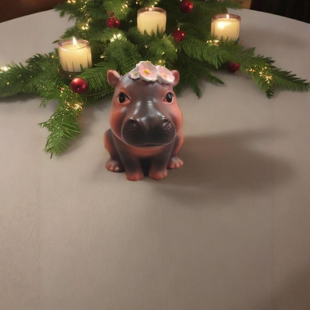 Cute Small Hippo Statue Ornaments Handmade Desktop Hippo Sculpture  Home Office Decor