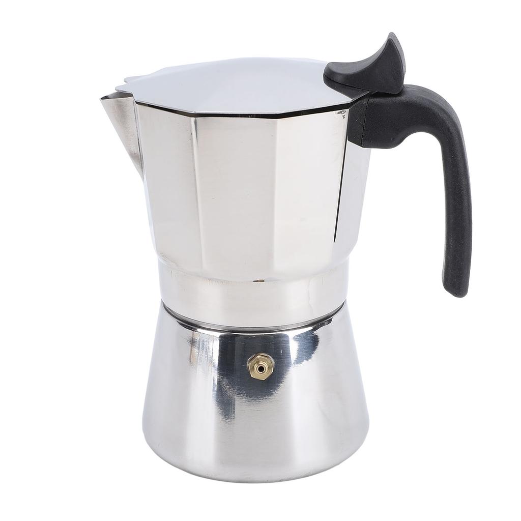 Stovetop Coffee Maker Stainless Steel Octagonal Even Heat Distribution Stovetop Coffee Maker Pot Silver