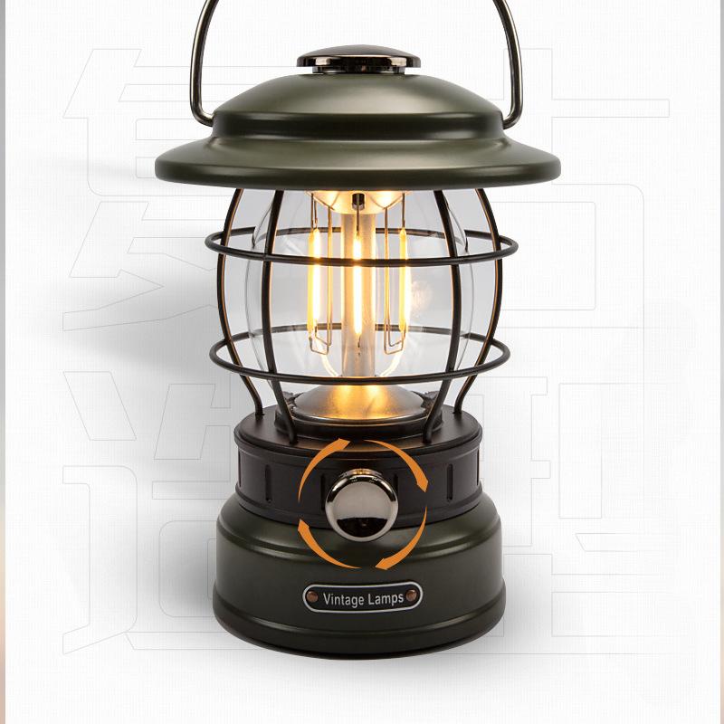 New retro warm white light outdoor camping tent light Type-c rechargeable retro portable horse lantern camp camping light