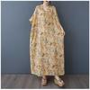 Women's Vintage Long Dress with Cotton and Linen Patterns