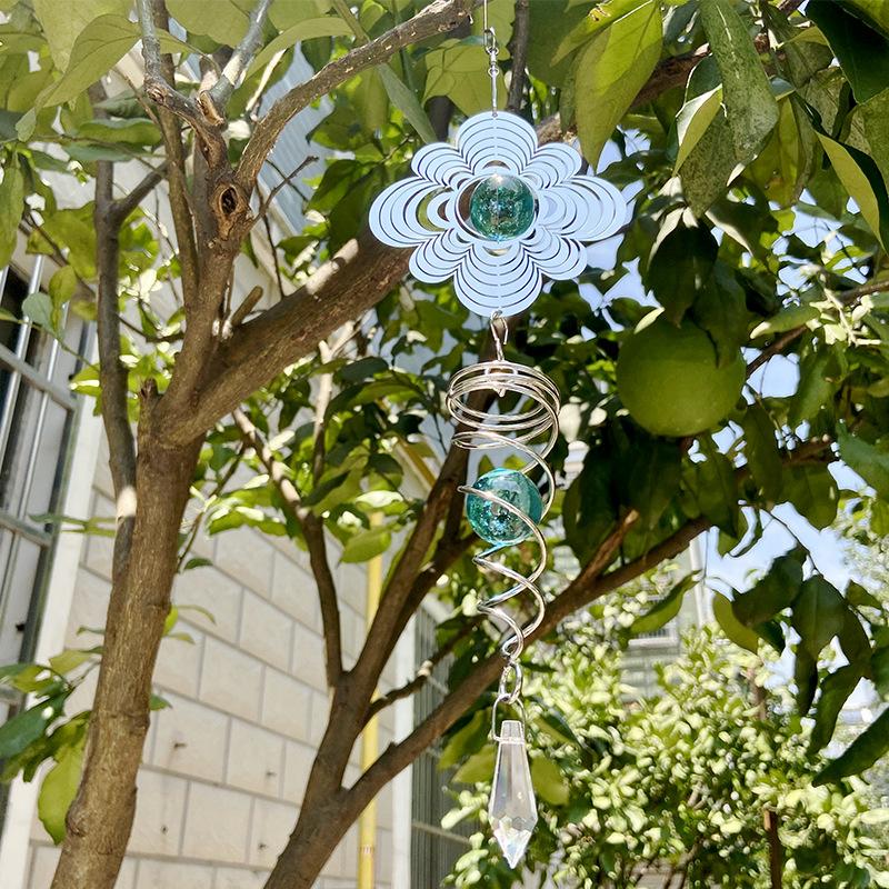 DIY 3D Metal Wind Spinner Dynamic Wind Chime Hanging Garden Decor