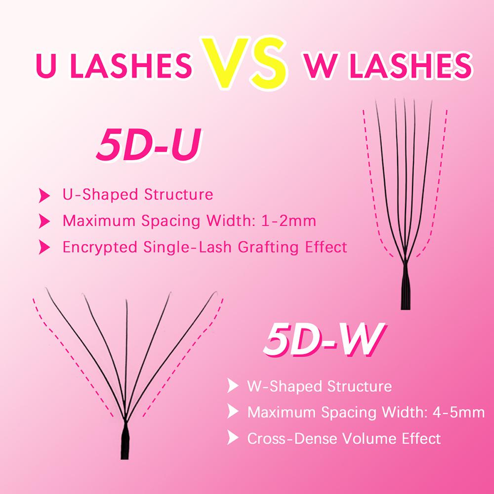 MASSCAKU U-förmige 4D 5D Wimpern 0,07 mm Dicke Leicht aufzunehmen Schnelles Anbringen Langanhaltende Extensions De Pestanas Make-up-Werkzeuge