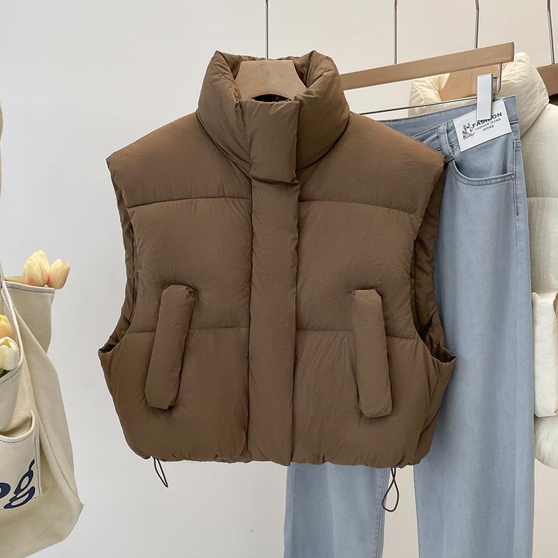South Korea Dongdaemun autumn and winter stand-up collar cotton-padded vest women's short outer wear loose casual vest vest vest