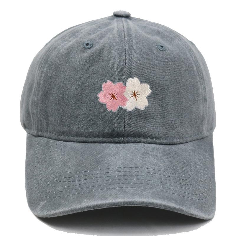 Flower Embroidery 100% Cotton Washed Cherry Blossom Cowboy Hat Summer Hat Luxury Man Hat Golf Designer Golf Women Men'S Dad Hats