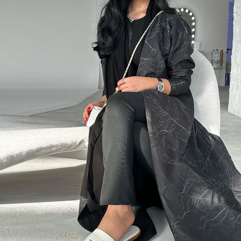 New Middle East Dubai Loose Jacquard Texture Cardigan Robe Dress Jacquard Cardigan Robe