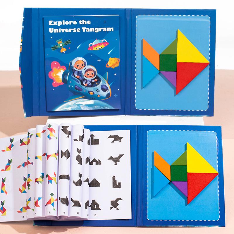 

Magnetic Wooden Tangram Puzzle Board for Kids - Educational Math Toy