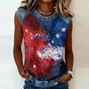 Women's Casual Sleeveless Pullover Tank Top Round Neck Independence Day Print Sleeveless Blouse Summer Outdoor Shirt