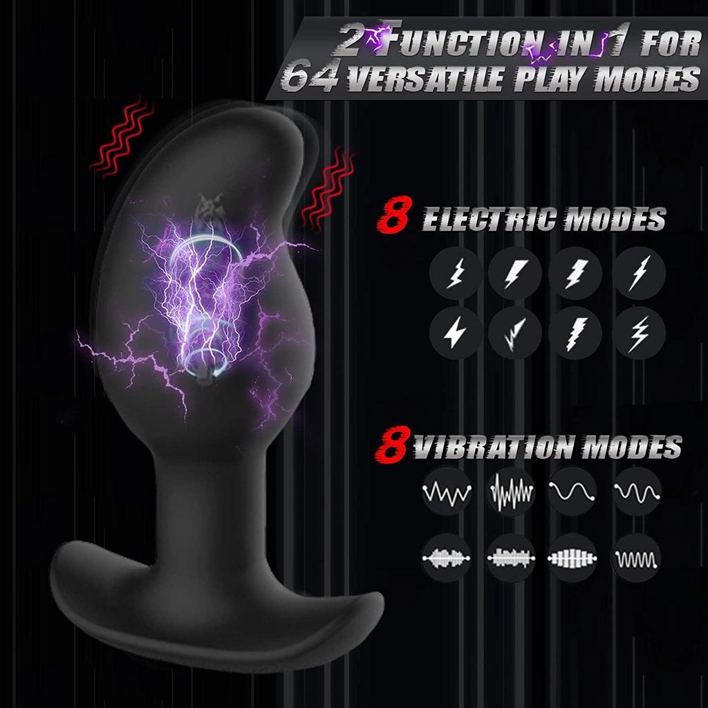 Electric Shock Anal Vibrator Anal Prostate Massager Stimulator 8 Vibration Modes Electric Stimulation Butt Plug Vibrating Plug