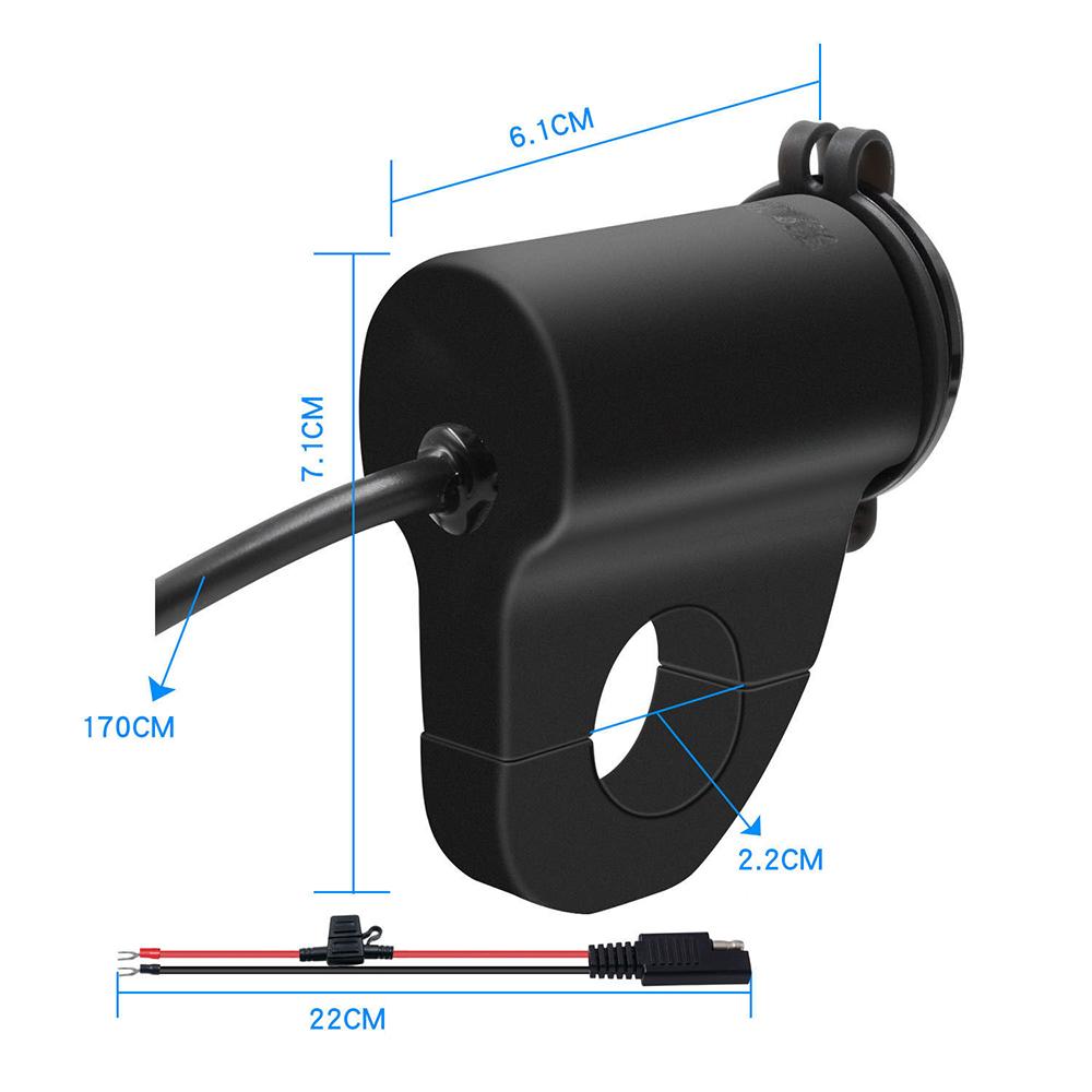 Car Fast Charger Mobile Phone Adapter With Switch 2.4A Digital Display Motorcycle USB Charger