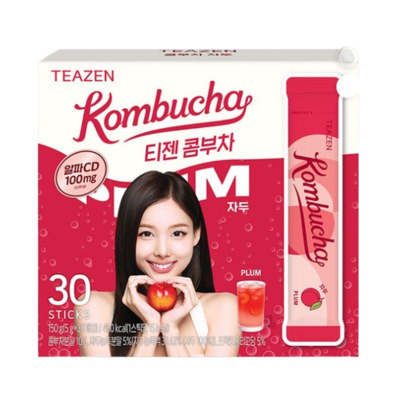 TEAZEN Alpha CD Plum Kombucha Korean Sparkling Low Calorie Tea Drink 30 Sticks 1box(30ea)