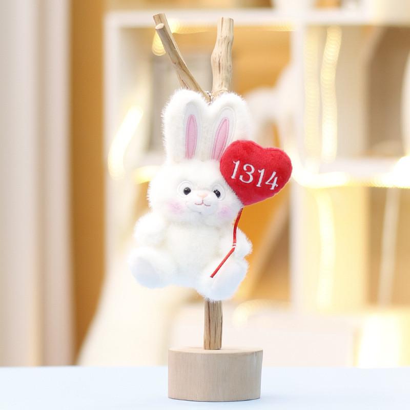 

Bow Skirt Heart Shaped White Rabbit Plush Pendant Animal Keychain Pendant Bag Style F