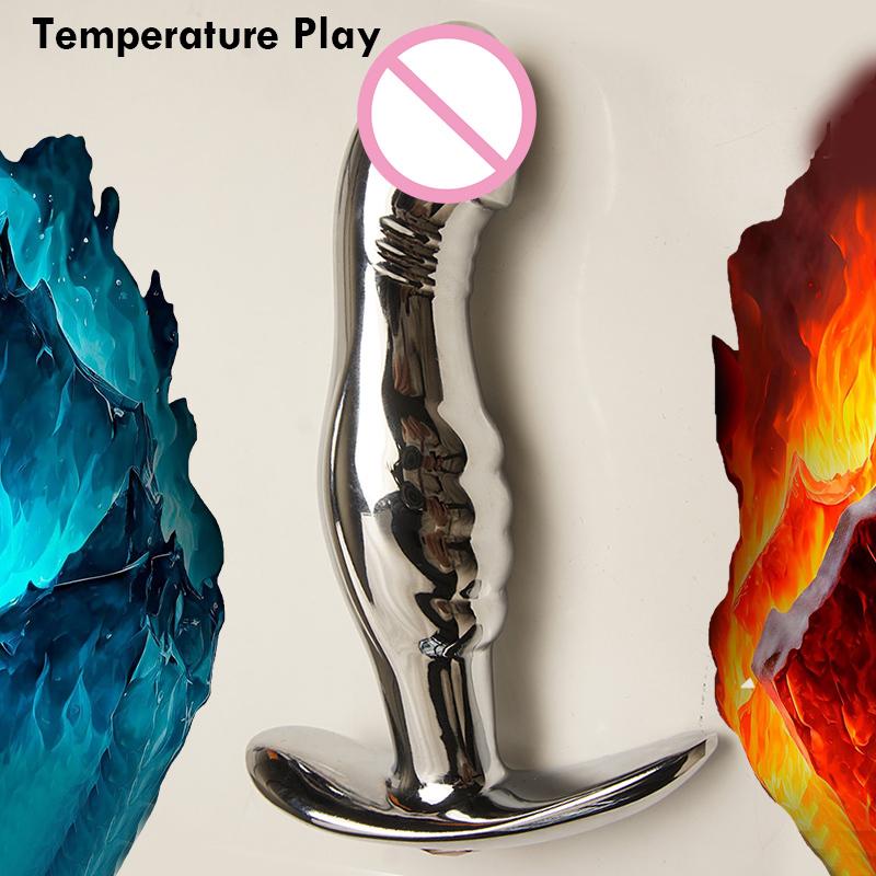 Metal Anal Dildo Sex Toys,Curved Butt Plug,Ass Anus Dilator,Analplug Buttplug With Jewelry Base,Prosate Massager