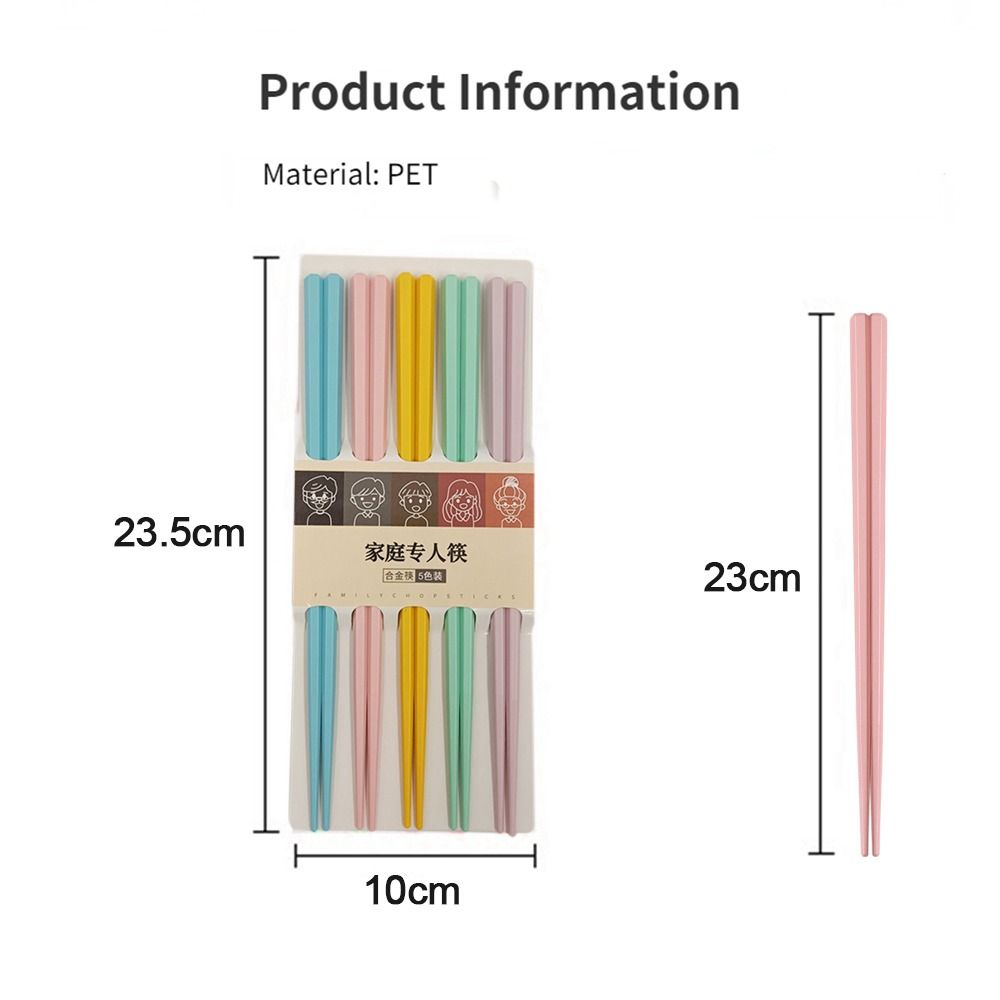 5Pairs Macaron Color Chopsticks Japanese-style Anti-slip High Temperature Resistance Sushi Stick Reusable Household Tableware 2