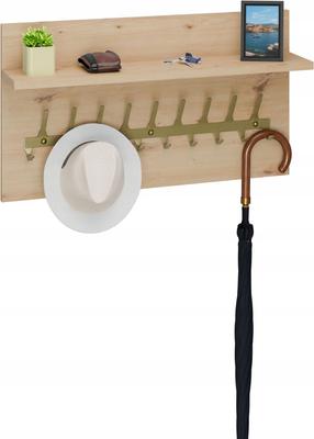 Wieszak Na Ubrania Loft 70 Cm - Złoty + Dąb Artisan, Solidny I Stylowy