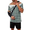 Men's Plaid Printed Recovery Shirt Away Short Sleeve Full Open Front Side Design Adaptive Top