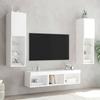 VidaXL TV Wall Units with LED 5 Pcs, Hanging TV Cabinets, Living Room TV Furniture, Modern, White Wood 3216604