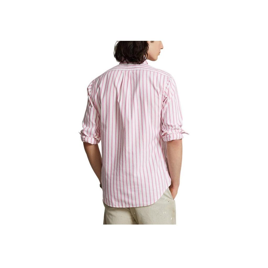 Polo Ralph Lauren Ss23 Striped Logo Embroidered Long Sleeve Shirt Men Shirts Pink MNPOWOV16822908-650