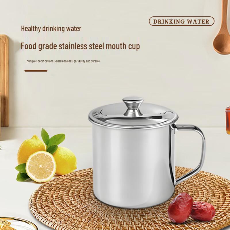 Jiwanggu 304 Stainless Steel Food-Grade Mug with Lid (10-Pack)