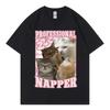 Professional Napper Funny Cat Meme Tshirt Kawaii Fashion Short Sleeve Tshirts High Quality Cotton Clothing Tee Shirt Unisex