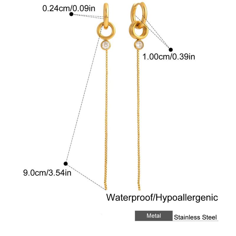 Delicate Zircon Earrings For Women Minimalist Gold Plated Stainless Steel Long Tassel Earrings Fashion Jewelry Gift