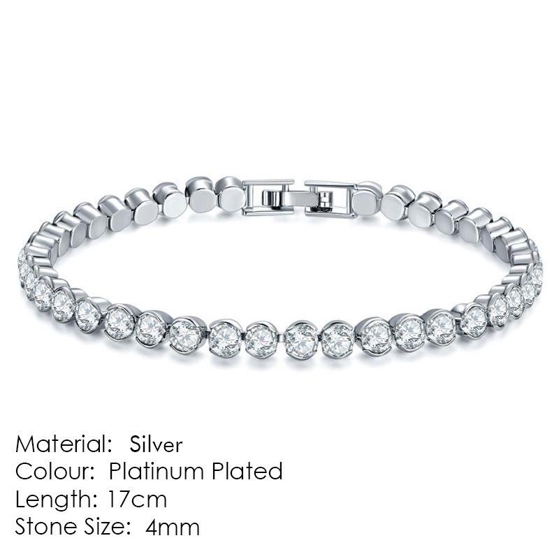 

Super Shiny European-American Ladies Roman Zircon Crystal Tennis Bracelet 4MM-17cm платиновый