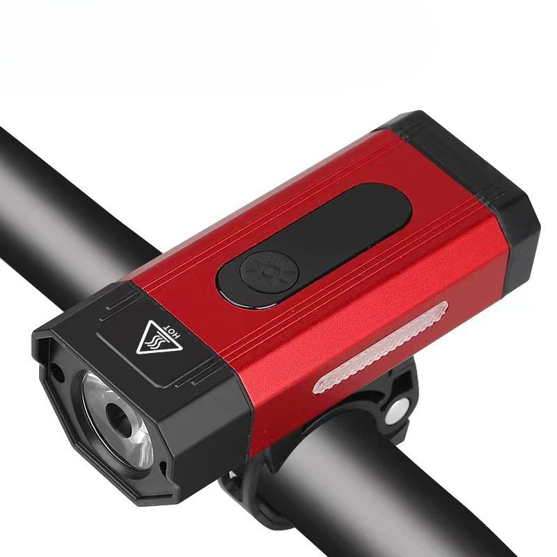 Bicycle Aluminum Alloy Headlights with 800 Lumens, Large Capacity, Strong Light, Long-distance Outdoor Cycling Lights, and Red and Blue Warning Lights