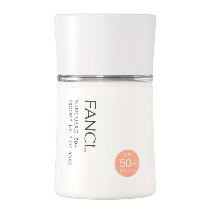 FANCL Sunguard 50+ Protect UV Pure Beige (approx. 60 uses) - Sunscreen for Face, Additive-Free (UV/Pollen), Makeup Base, Water Resistant -